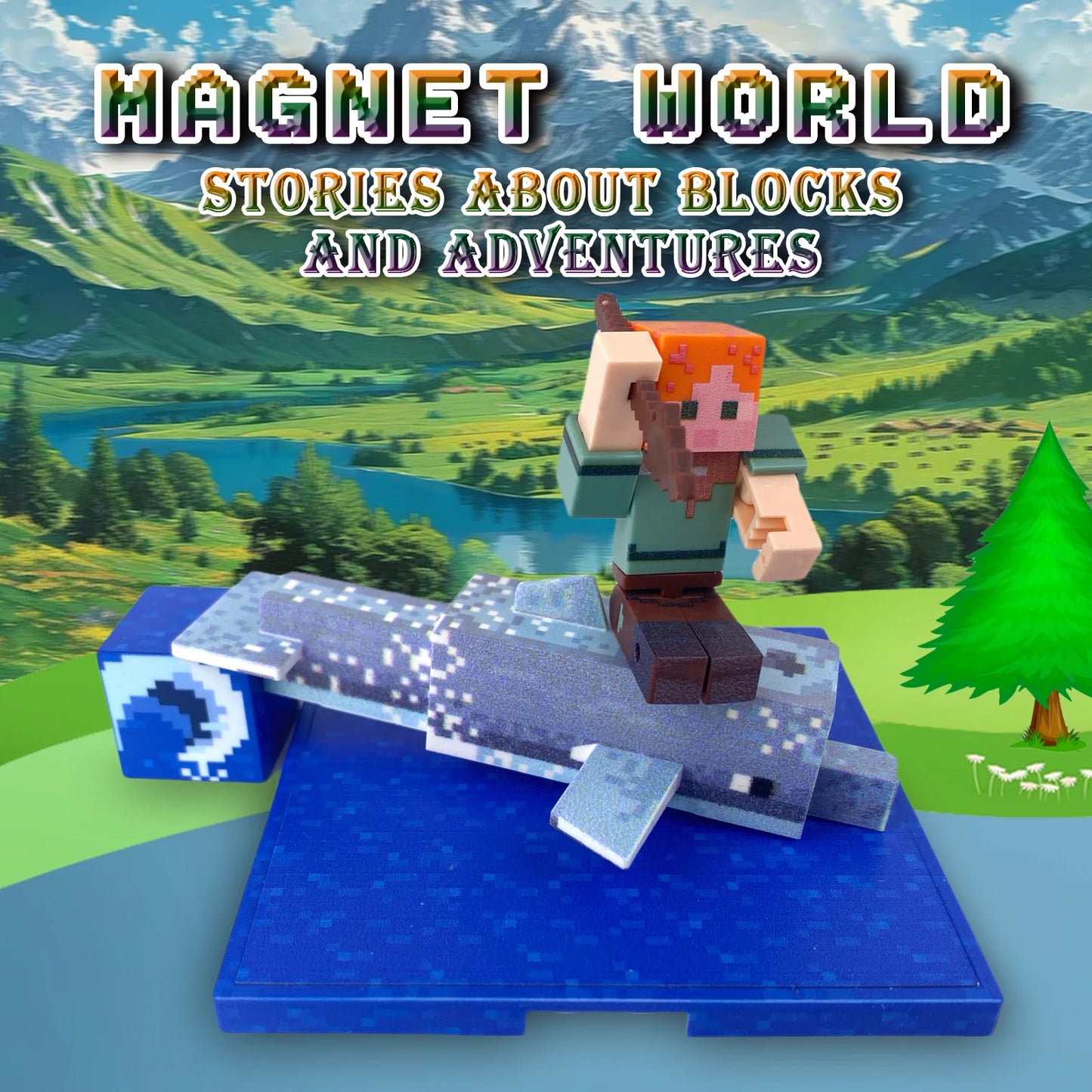 Magnetic building block world, STEM educational sensory toys, animal and character DIY, children's educational magnetic toys