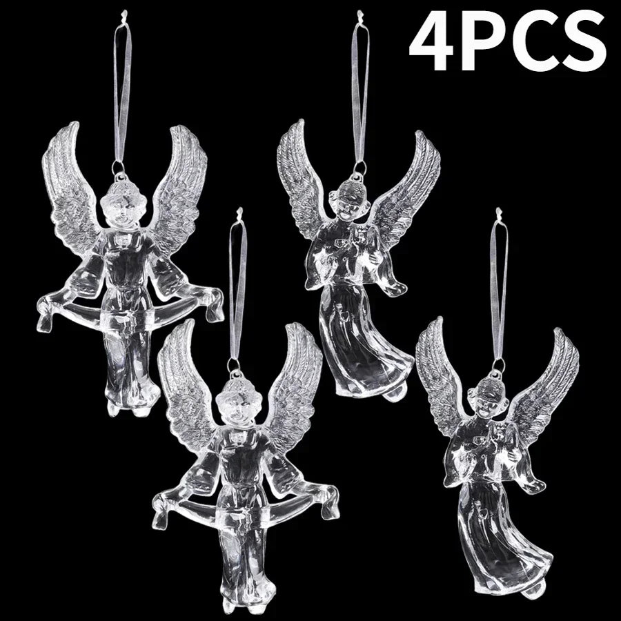 12/2PCS Christmas Acrylic Snowflake Ornament Crystal Clear Icicle Christmas Tree Pendants Holiday Winter Party Hanging Ornament