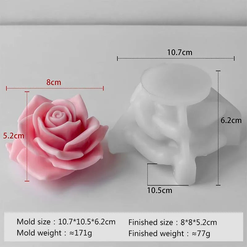 3D Rose Flower Aroma Candle Silicone Mold DIY Flowers Plaster Resin Ornament Molds Handmade Chocolate Candy Baking Tool