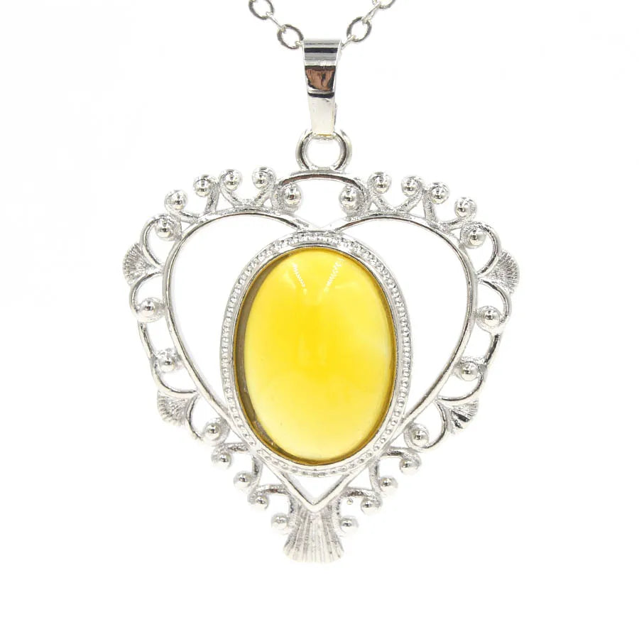 Heart Oval Crystal Quartz Bead Necklace Pendants Pendulum Natural Stone Reiki Charms Fashion Jewelry Retail 1pcs