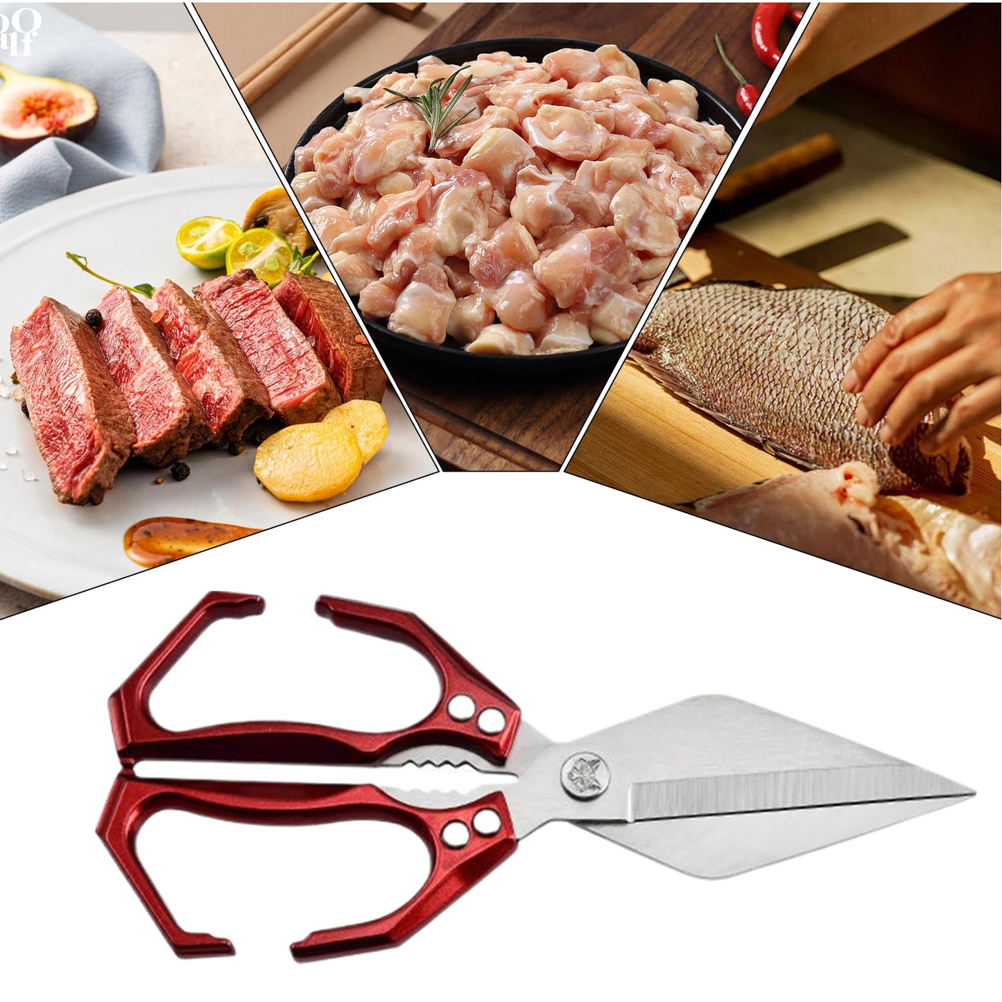 Kitchen Shears For Food Stainless Steel Meat Cutting Scissors Cooking Shears Heavy Duty Utility For Chicken Cutting Turkey Fish