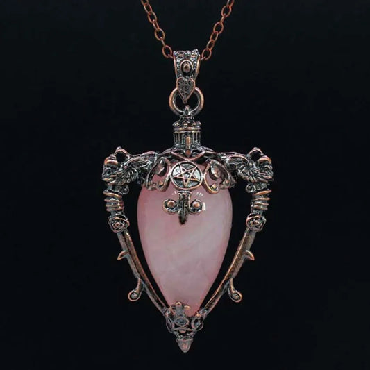 Water Drop Crystal Pendant Necklace for Men and Women Natural Amethyst Rose Quartz Onyx Lapis Lazuli Opal Antique Stone Jewelry