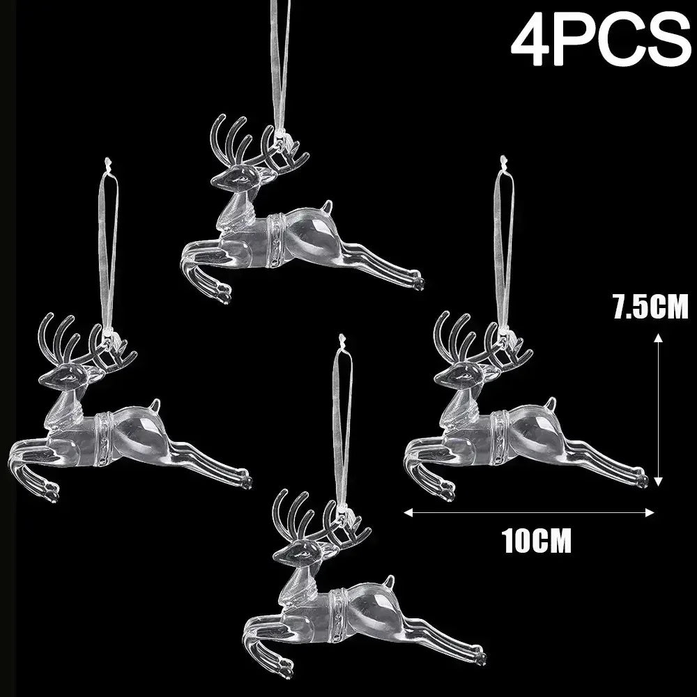 12/2PCS Christmas Acrylic Snowflake Ornament Crystal Clear Icicle Christmas Tree Pendants Holiday Winter Party Hanging Ornament