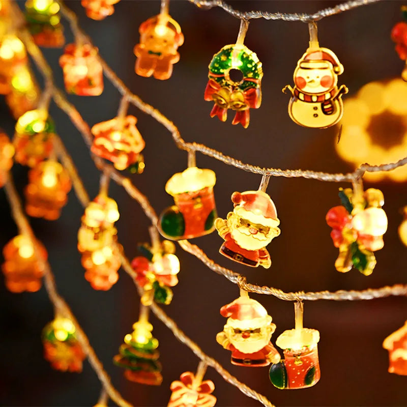 Christmas Lights String Santa Claus Snowman USB Garland LED Christmas Tree Decorative Light Party New Year's Decor Natal droship