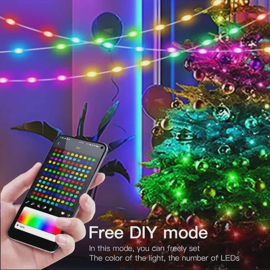 5M/10M/15M/20M RGBIC USB Sting Light Bluetooth APP DIY LED Fairy Lights Garland Decoration for Christmas Wedding Birthday Party